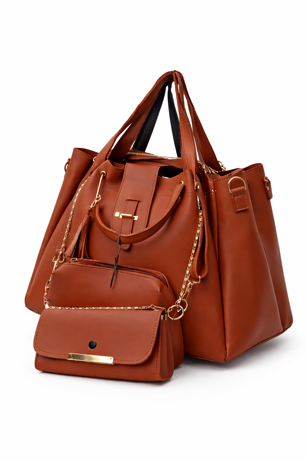 Ikalaa Brown 3-Piece Handbag Set for Women