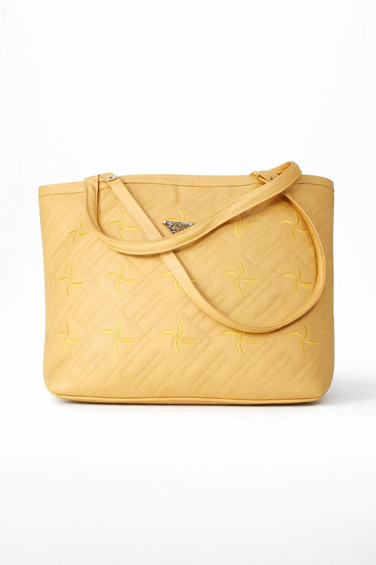 Luxe Mustard Yellow Quilted Shoulder Tote Bag for Women